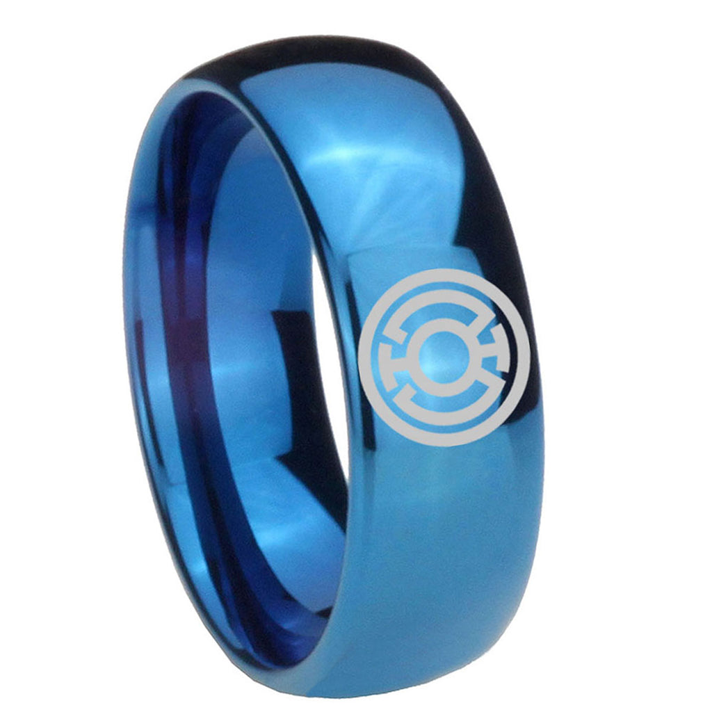 8MM Blue Lantern Dome Blue Rings With Engravings