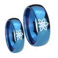 American Atheist Dome Blue Tungsten Bridal Set Rings