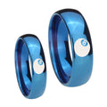 8 Ball Dome Blue Tungsten Bridal Ring Sets