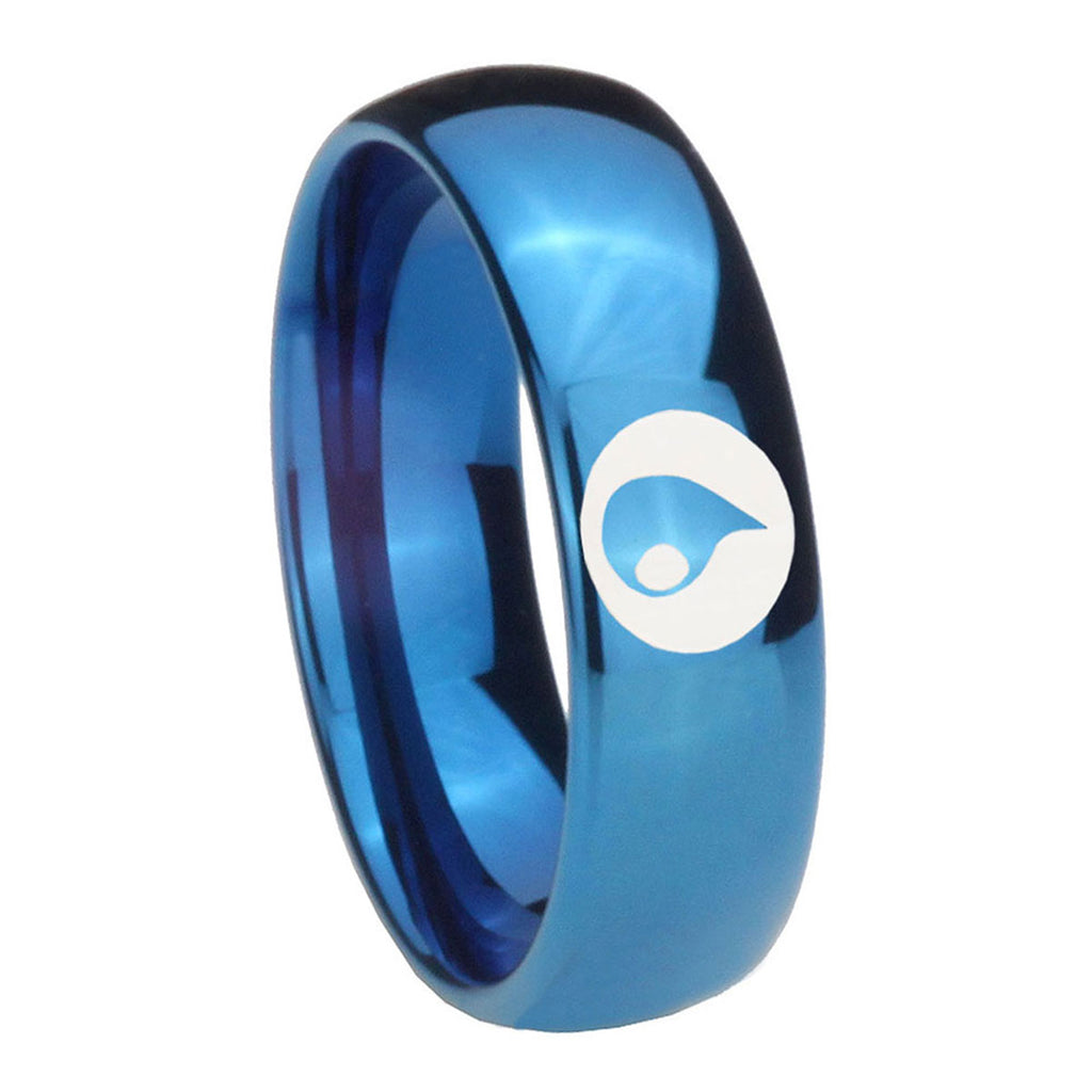 8MM Magic Gathering Dome Blue Tungsten Mens Promise Ring