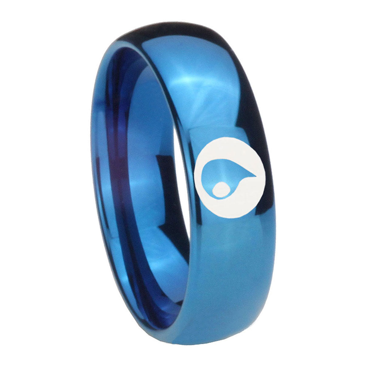 8MM Magic Gathering Dome Blue Tungsten Mens Promise Ring