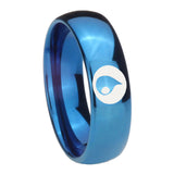 8mm Magic Gathering Dome Blue Tungsten Carbide Mens Promise Ring