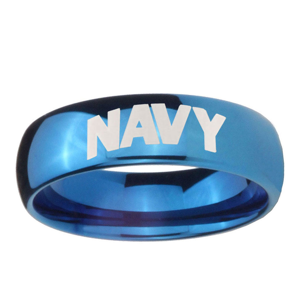 5MMNavy Dome Blue Tungsten Carbide Wedding Band Ring
