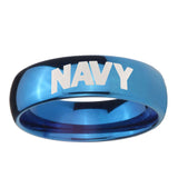 5, 8mm Navy Dome Blue Tungsten Ring