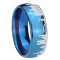 France Paris City Dome Polish Blue Tungsten Ring Engraved