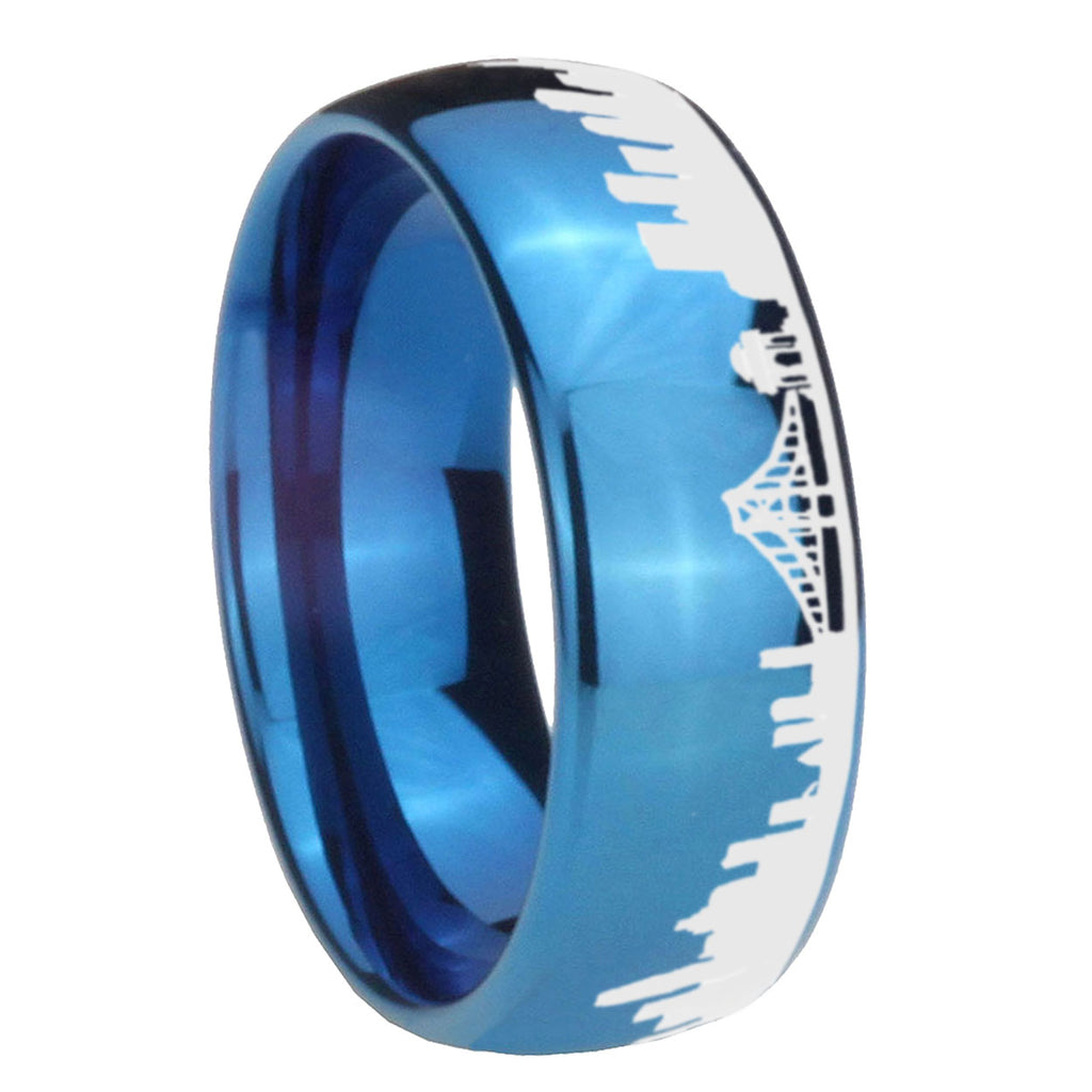 CA San Francisco City Dome Polish Blue Tungsten Promised Ring