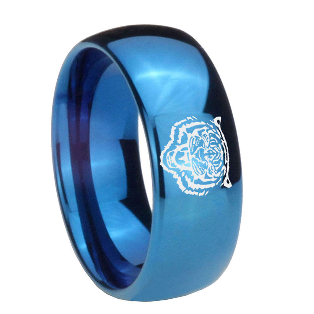 8MM Lion Dome Blue Tungsten Carbide Men's Wedding Band
