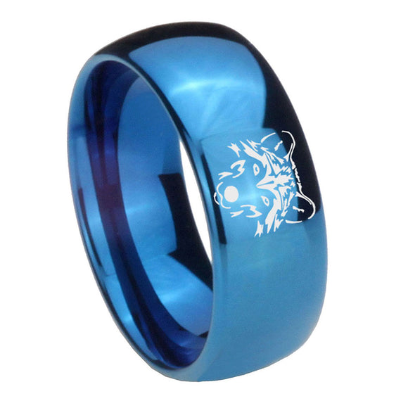 8mm-Wolf-Dome-Blue-Tungsten-Carbide-Men's-Wedding-Band