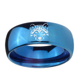 5, 8mm Wolf Dome Blue Tungsten Ring