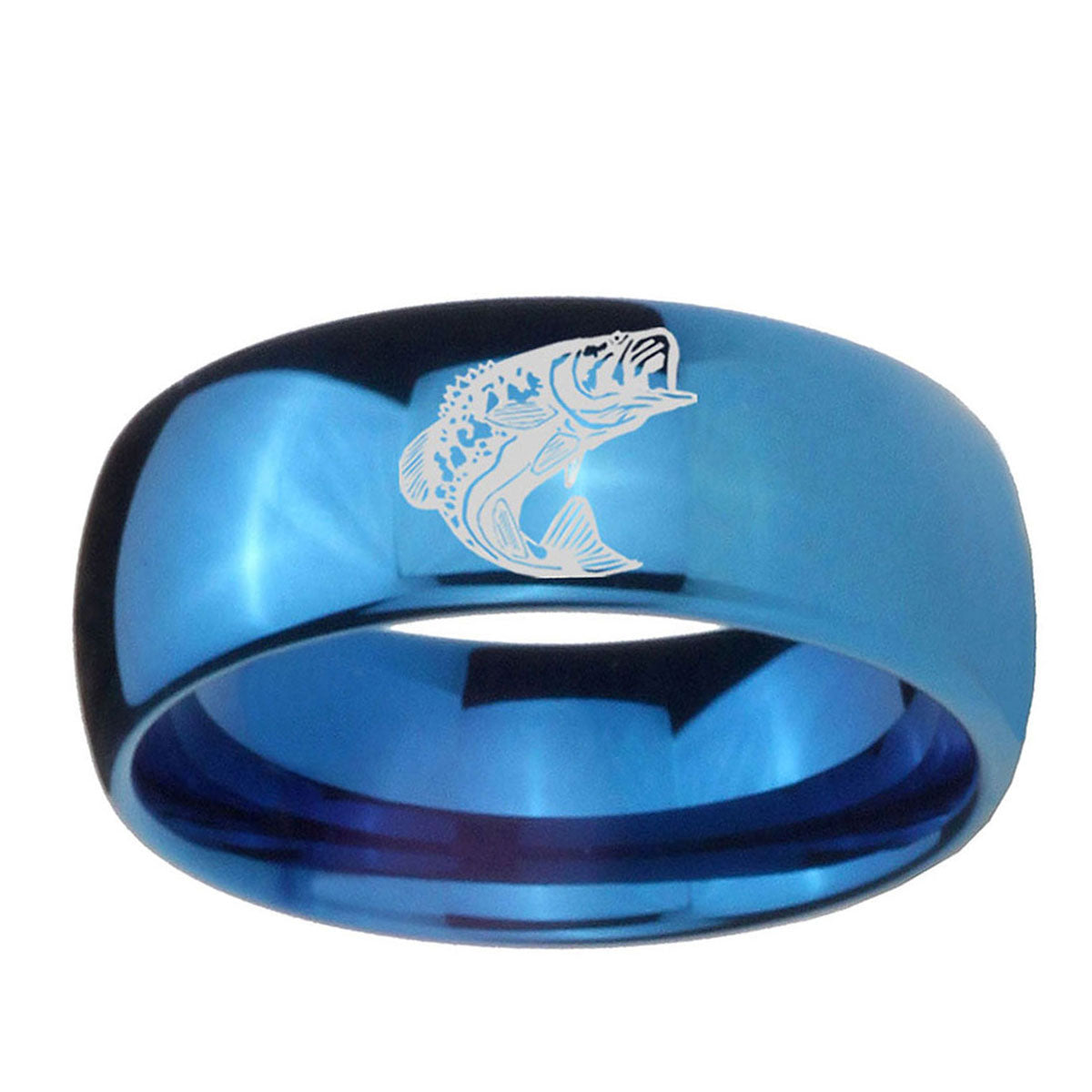 5MMFishing Dome Blue Tungsten Carbide Men's Wedding Band