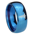 8MM Medical Symbol Dome Blue Tungsten Men's Wedding Band