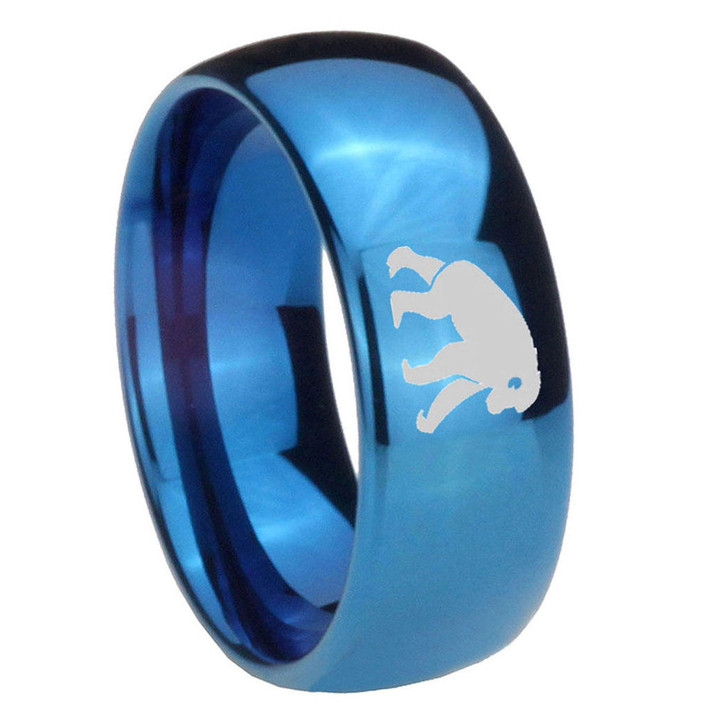 8MM Chimpanzee Dome Blue Tungsten Carbide Men's Wedding Band