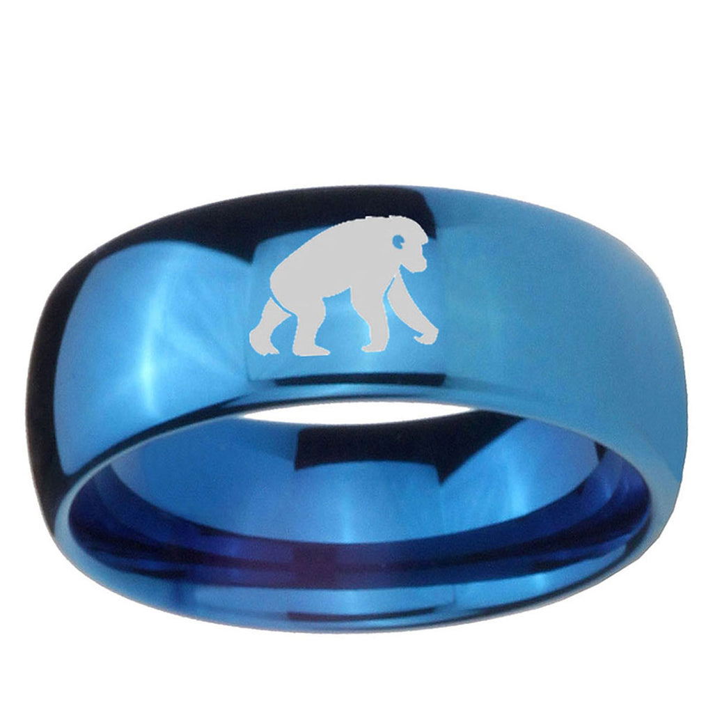 5MMChimpanzee Dome Blue Tungsten Carbide Men's Wedding Band