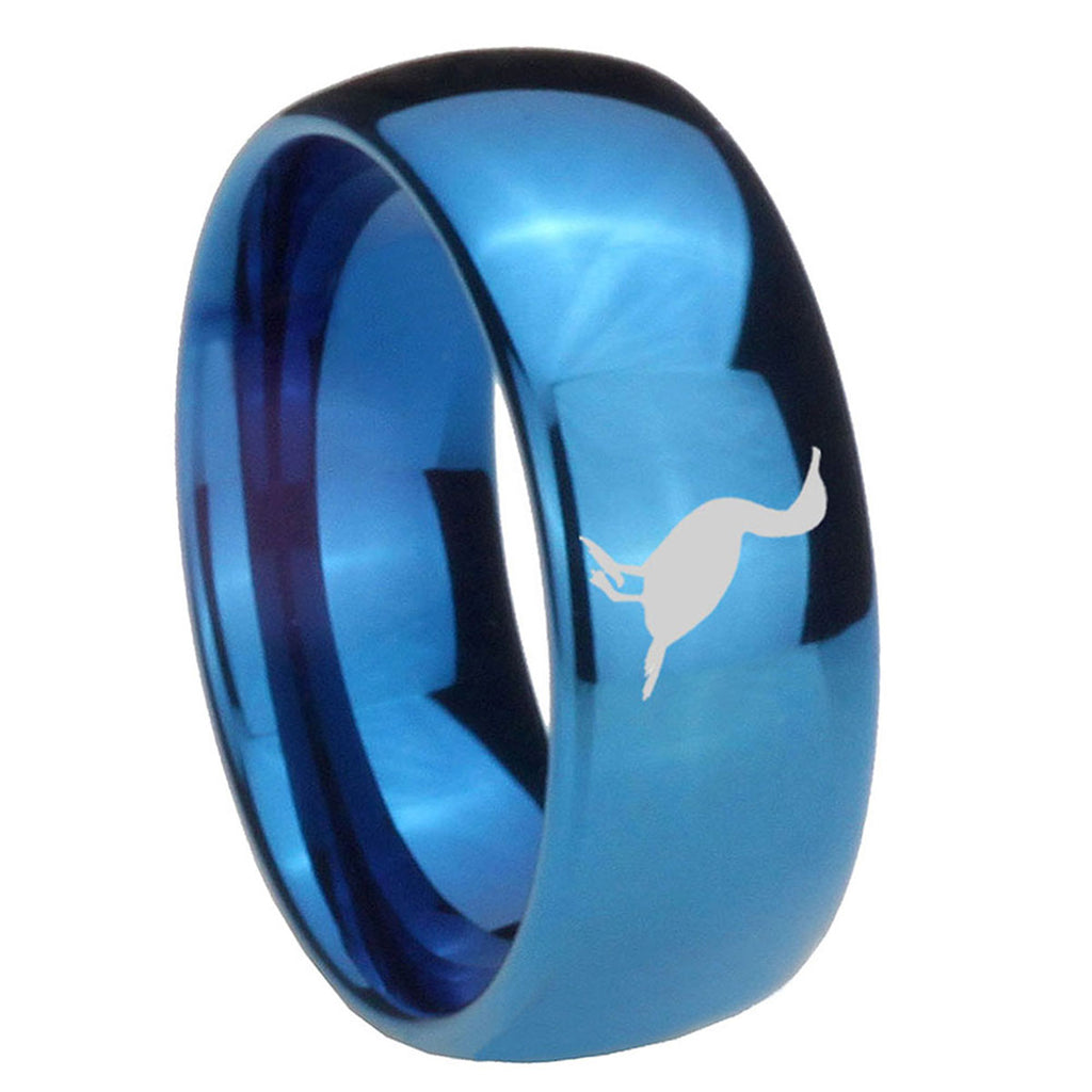 8MM Cormorant Dome Blue Tungsten Carbide Men's Wedding Band