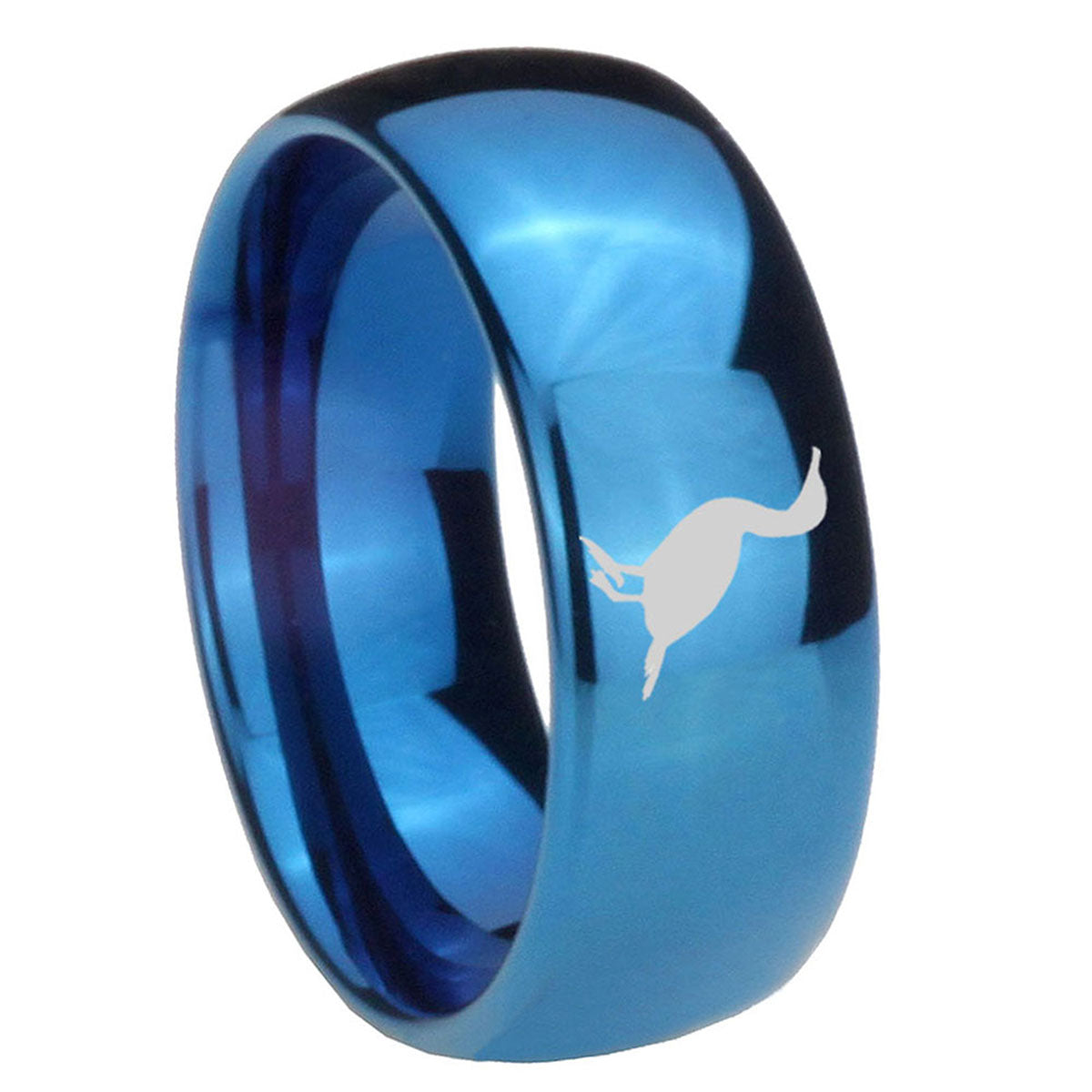 8MM Cormorant Dome Blue Tungsten Carbide Men's Wedding Band