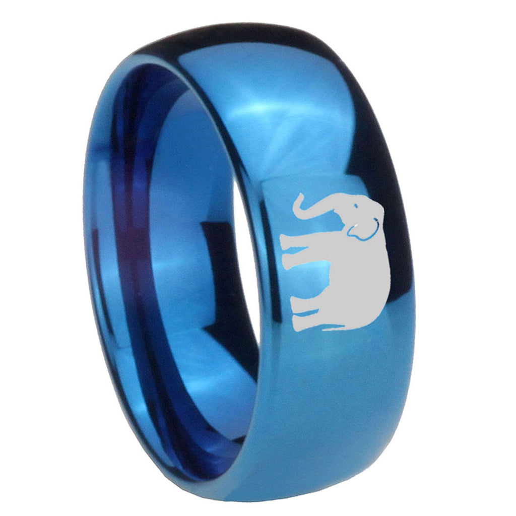 8MM Elephant Dome Blue Tungsten Carbide Men's Wedding Band