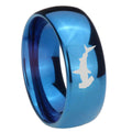 8MM Hammerhead Shark Dome Blue Tungsten Men's Wedding Band