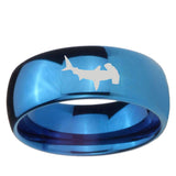 5, 8mm Hammerhead Shark Dome Blue Tungsten Ring