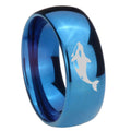 8MM Keller Whale Dome Blue Tungsten Carbide Men's Wedding Band