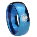 8MM Octopus Dome Blue Tungsten Carbide Men's Wedding Band