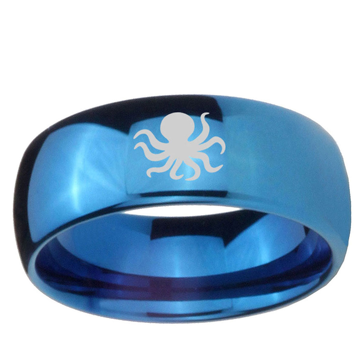 5MMOctopus Dome Blue Tungsten Carbide Men's Wedding Band