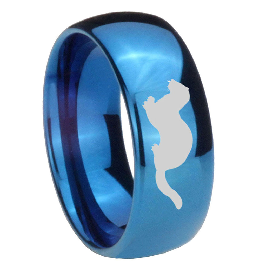 8MM Otter Dome Blue Tungsten Carbide Men's Wedding Band