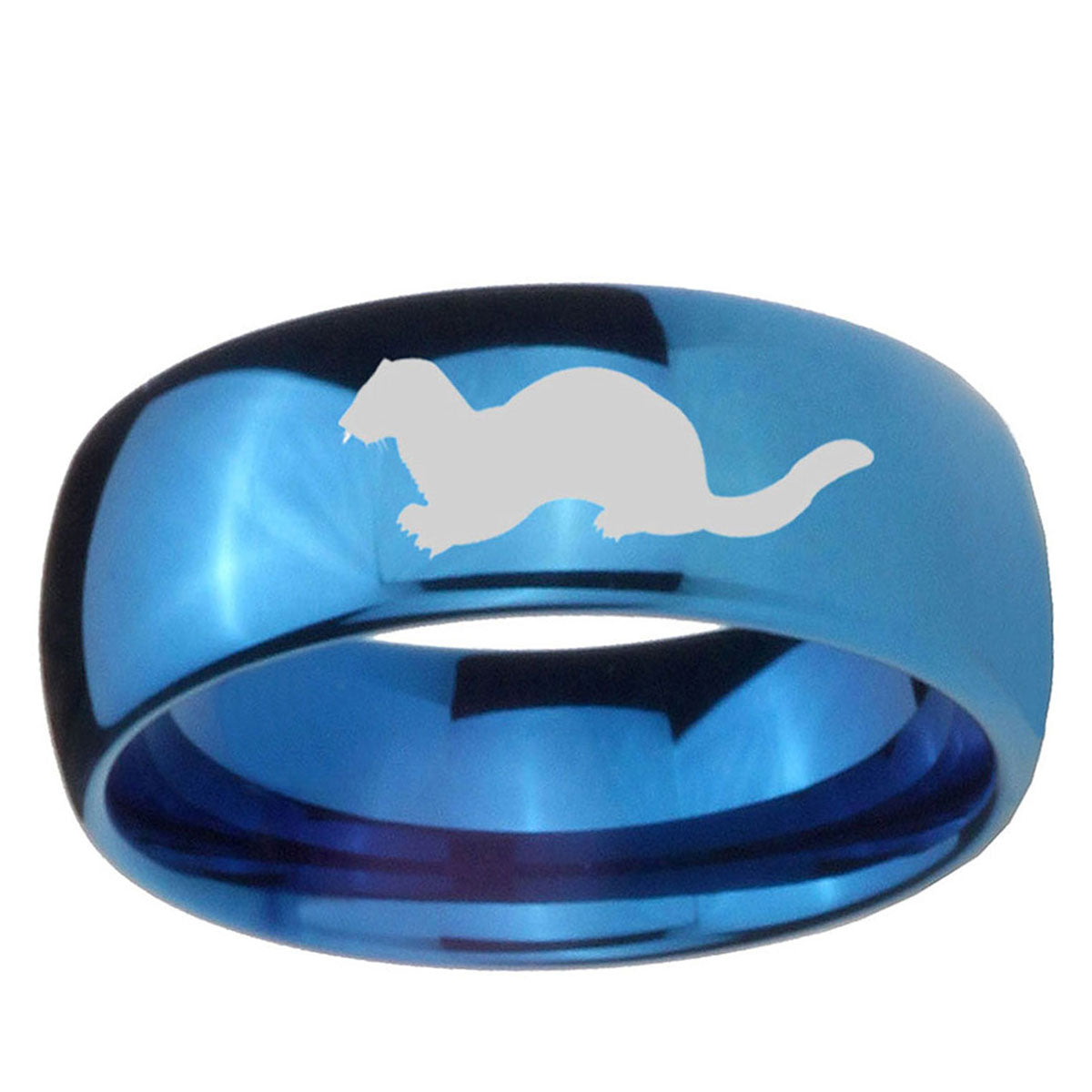 5MMOtter Dome Blue Tungsten Carbide Men's Wedding Band