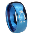 8MM Penguin Dome Blue Tungsten Carbide Men's Wedding Band