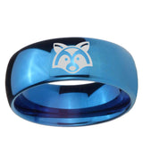 5, 8mm Raccoon Animal Dome Blue Tungsten Ring