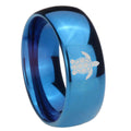 8MM Sea Turtle Dome Blue Ring Bands For Him