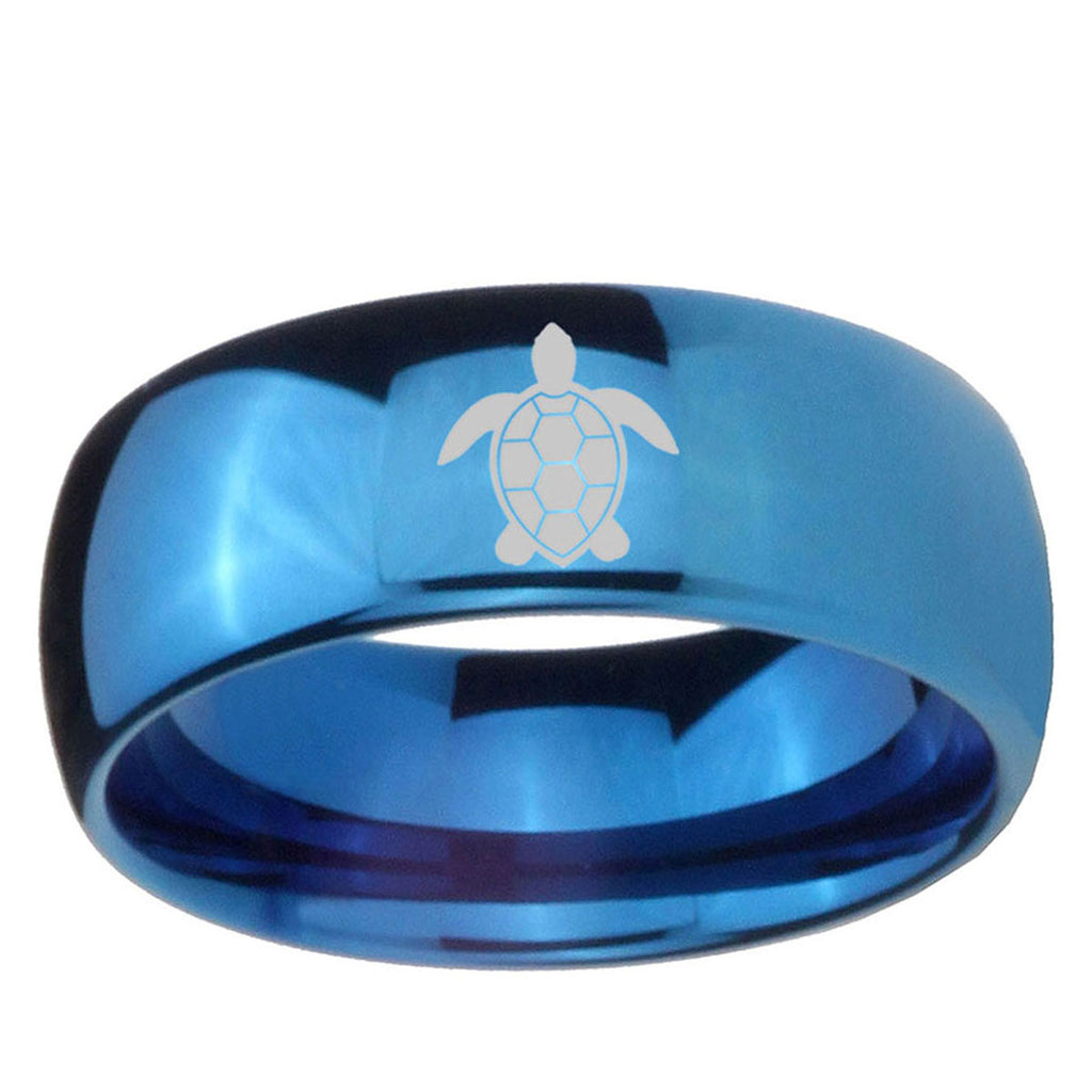 5MMSea Turtle Dome Blue Ring Bands For Him