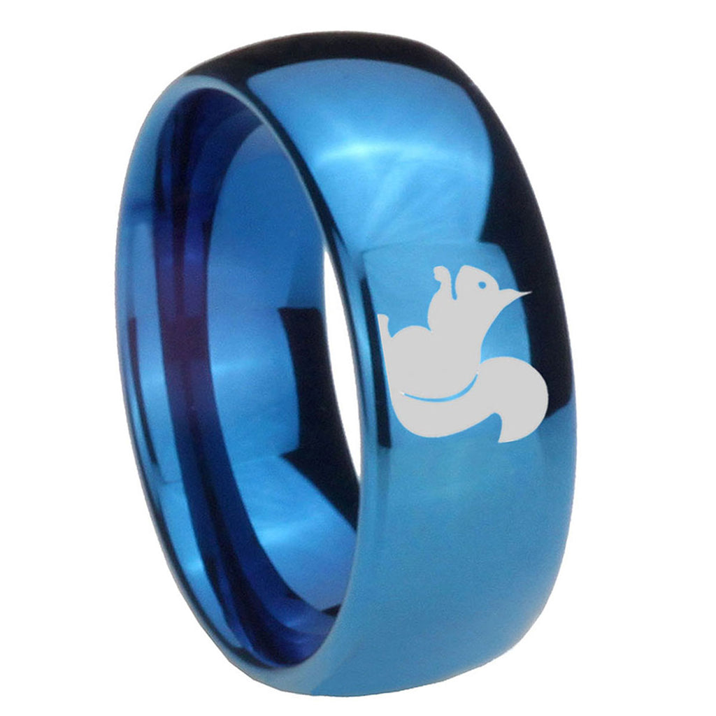 8MM Squirrel Dome Blue Tungsten Carbide Men's Wedding Band