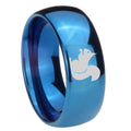 8MM Squirrel Dome Blue Tungsten Carbide Men's Wedding Band