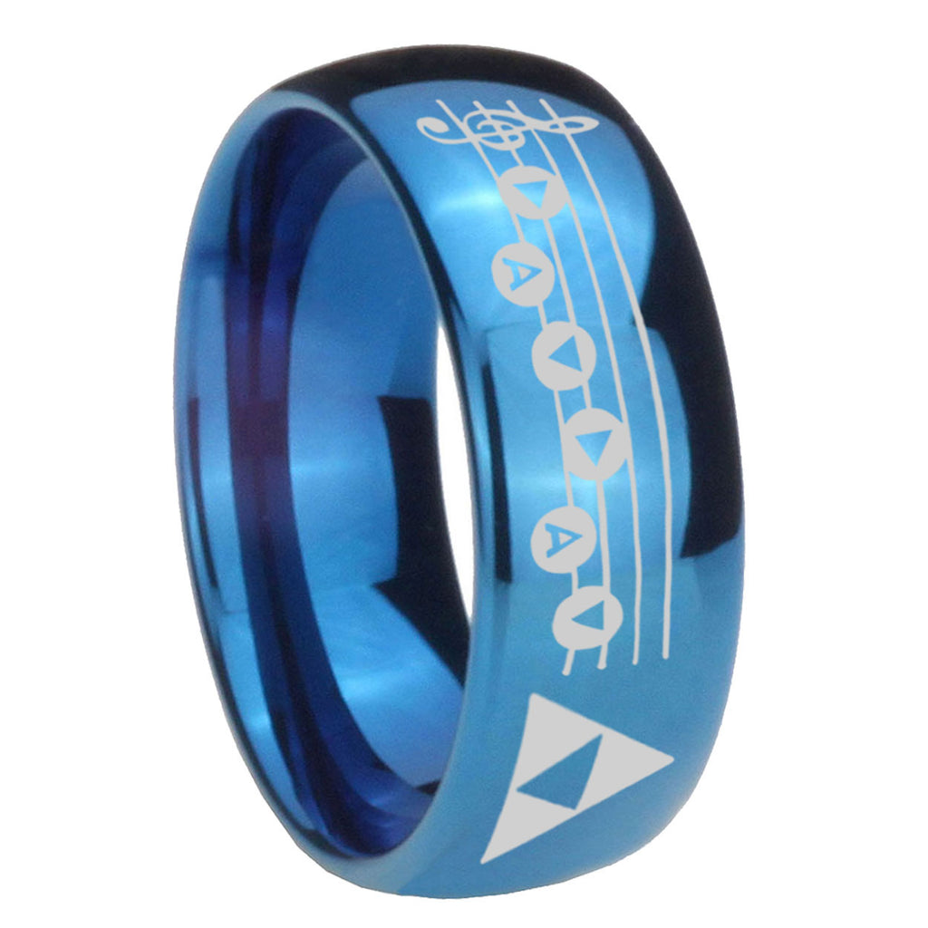 8MM Ocarina Songs Zelda Dome Blue Mens Wedding Bands Engraved