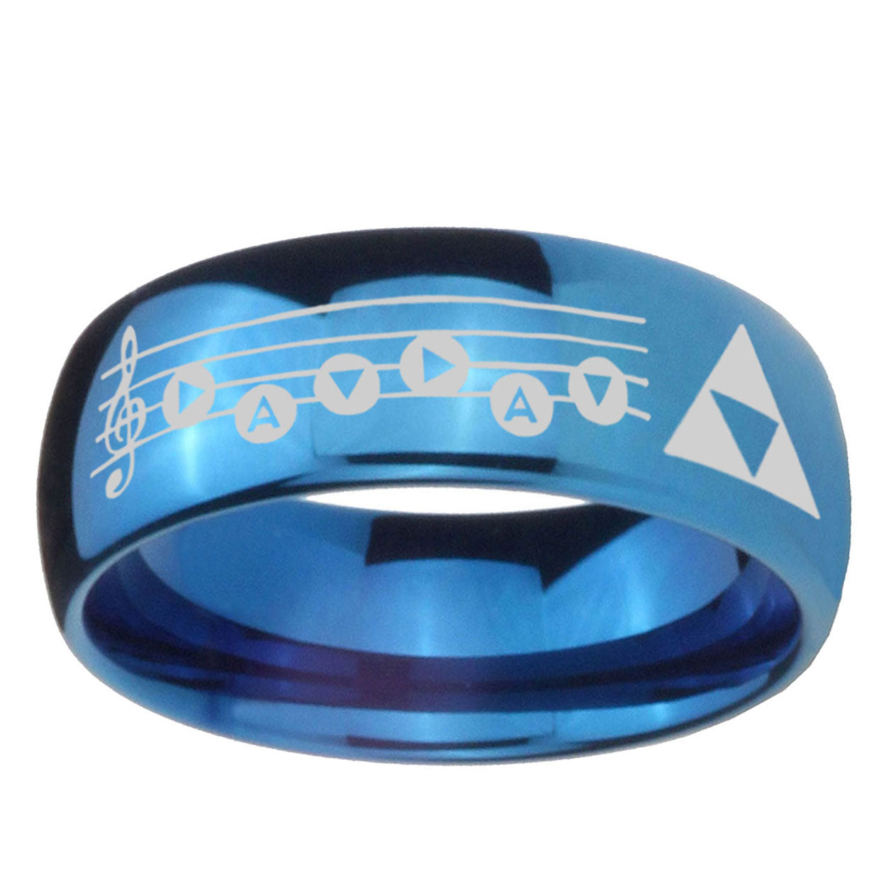 5MMOcarina Songs Zelda Dome Blue Mens Wedding Bands Engraved