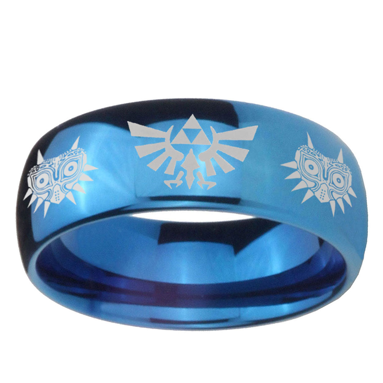 5MMZelda Majora's Mask Dome Blue Mens Wedding Bands Engraved