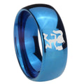 8MM Hatchet Woman Dome Blue Tungsten Carbide Men's Wedding Band