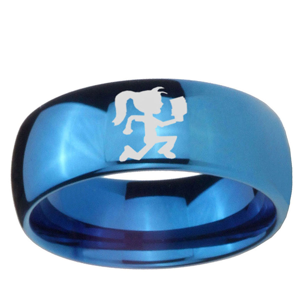 5MMHatchet Woman Dome Blue Tungsten Carbide Men's Wedding Band