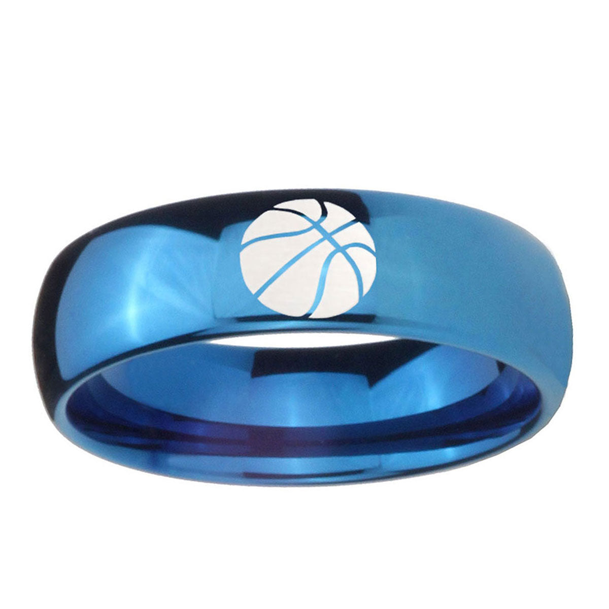 5MMBasketball Dome Blue Tungsten Mens Ring Personalized