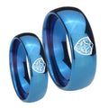 Zelda Hylian Shield Dome Blue Tungsten Mens Band Set