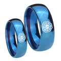 Lost Dharma Dome Blue Tungsten Couple Wedding Rings