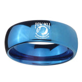 8mm-Military-Pow-Dome-Blue-Tungsten-Carbide-Mens-Wedding-Ring