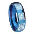8MM Multiple Celtic Dome Blue Tungsten Mens Anniversary Ring