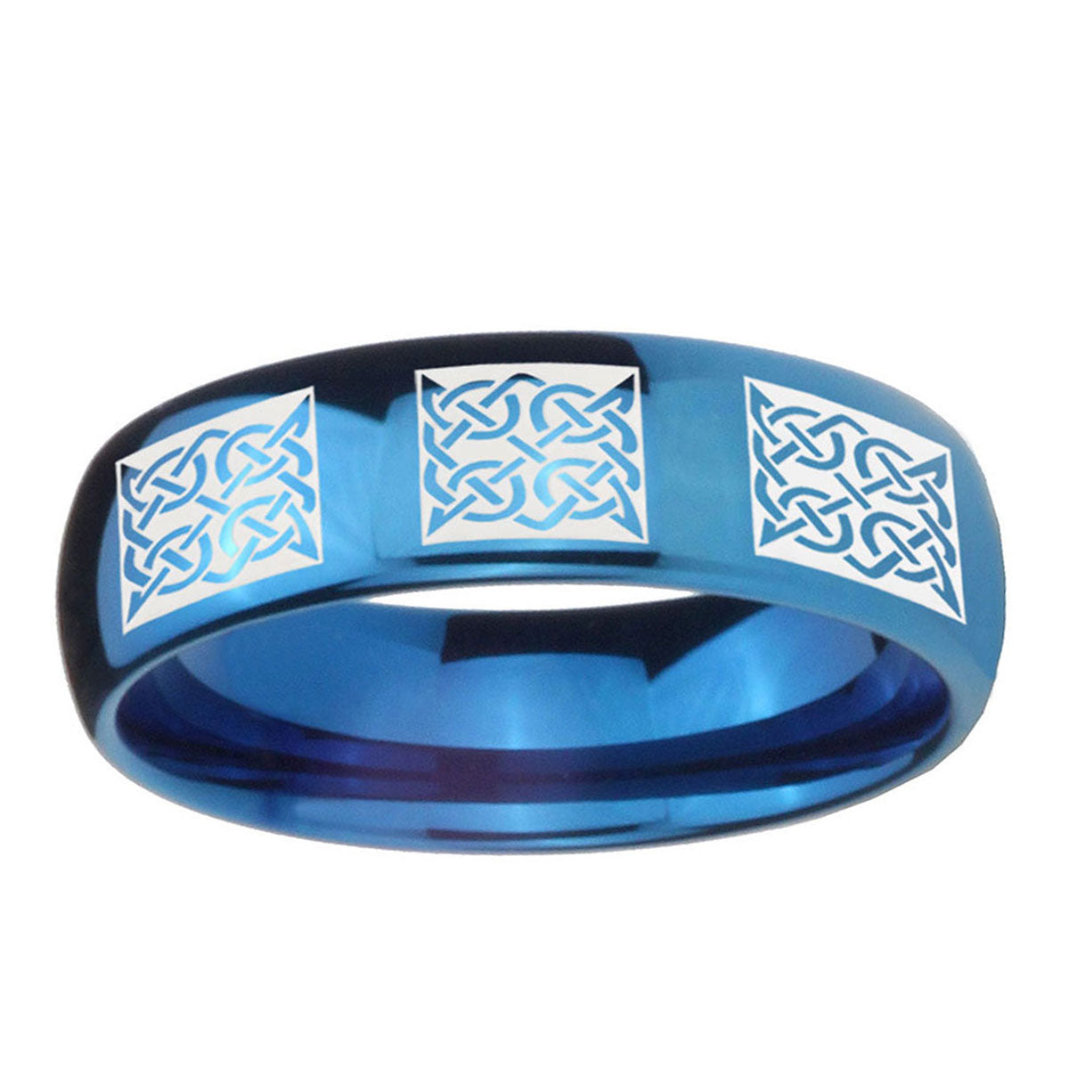 5MMMultiple Celtic Dome Blue Tungsten Mens Anniversary Ring