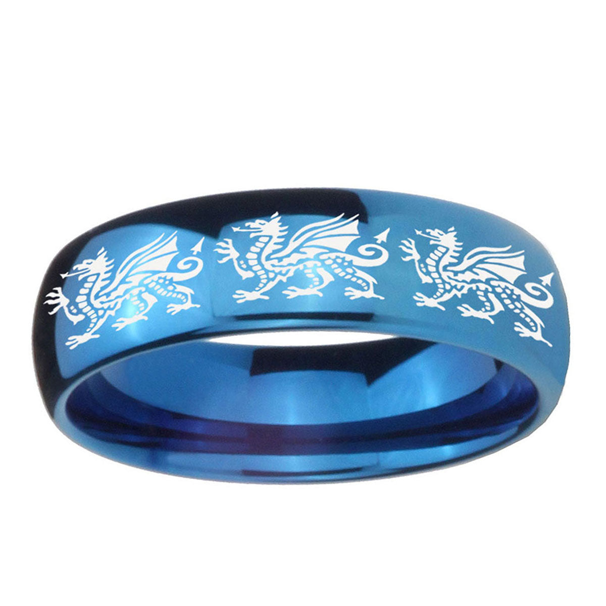5MMMultiple Dragon Dome Blue Tungsten Wedding Ring