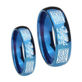 Multiple Dragon Celtic Dome Blue Tungsten Wedding Ring Set