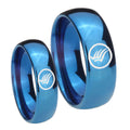 Mirror Blue Dome Mass Effect Tungsten Mens Band Set