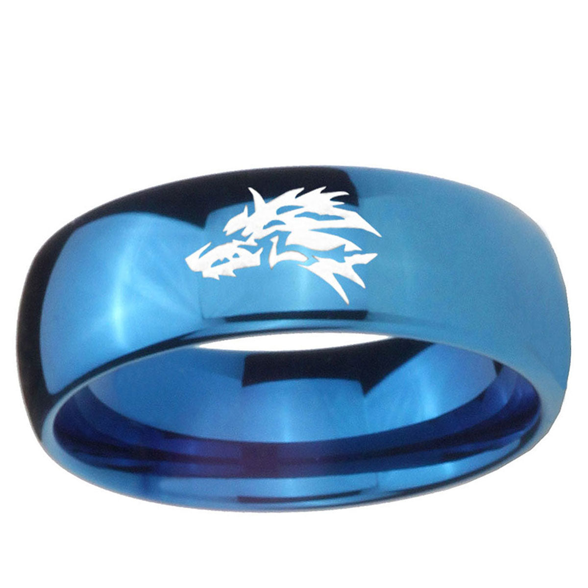 5MMWolf Dome Blue Tungsten Carbide Mens Engagement Band