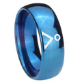 8MM Stargate Dome Blue Tungsten Carbide Men's Engagement Band