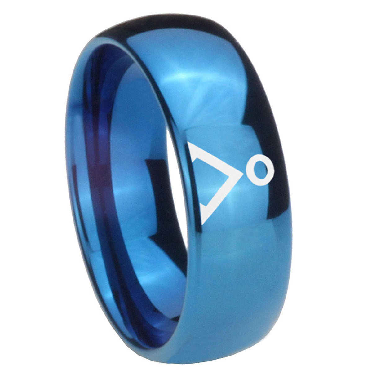 8MM Stargate Dome Blue Tungsten Carbide Men's Engagement Band